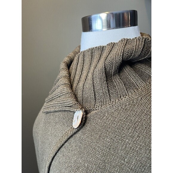 womens maria ficalora Single Cross neck button olive green Cardigan Size M - Picture 6 of 11